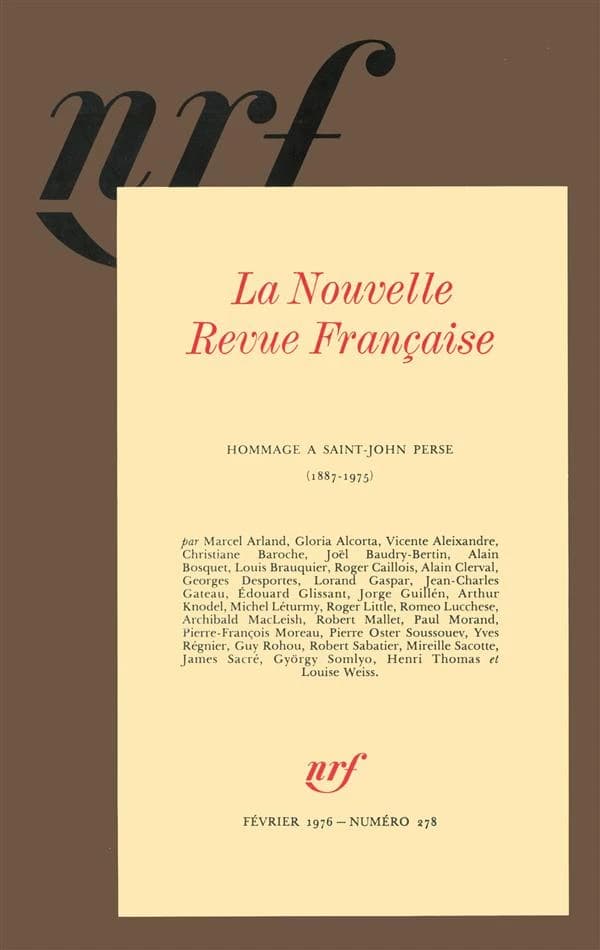 La Nouvelle Revue Française : Hommage à Saint-John Perse (1887-1975)