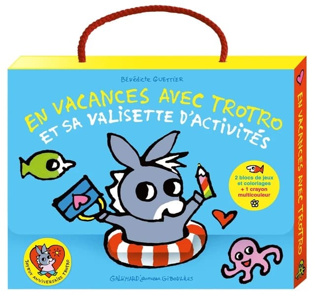 En vacances avec Trotro et sa valisette d'activités : Avec 1 bloc de jeux, 1 bloc de coloriage et 1 crayon multicouleur