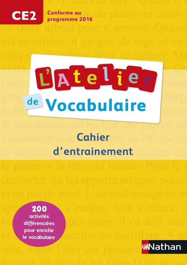 L'atelier de vocabulaire : CE2 : cahier d'entrainement
