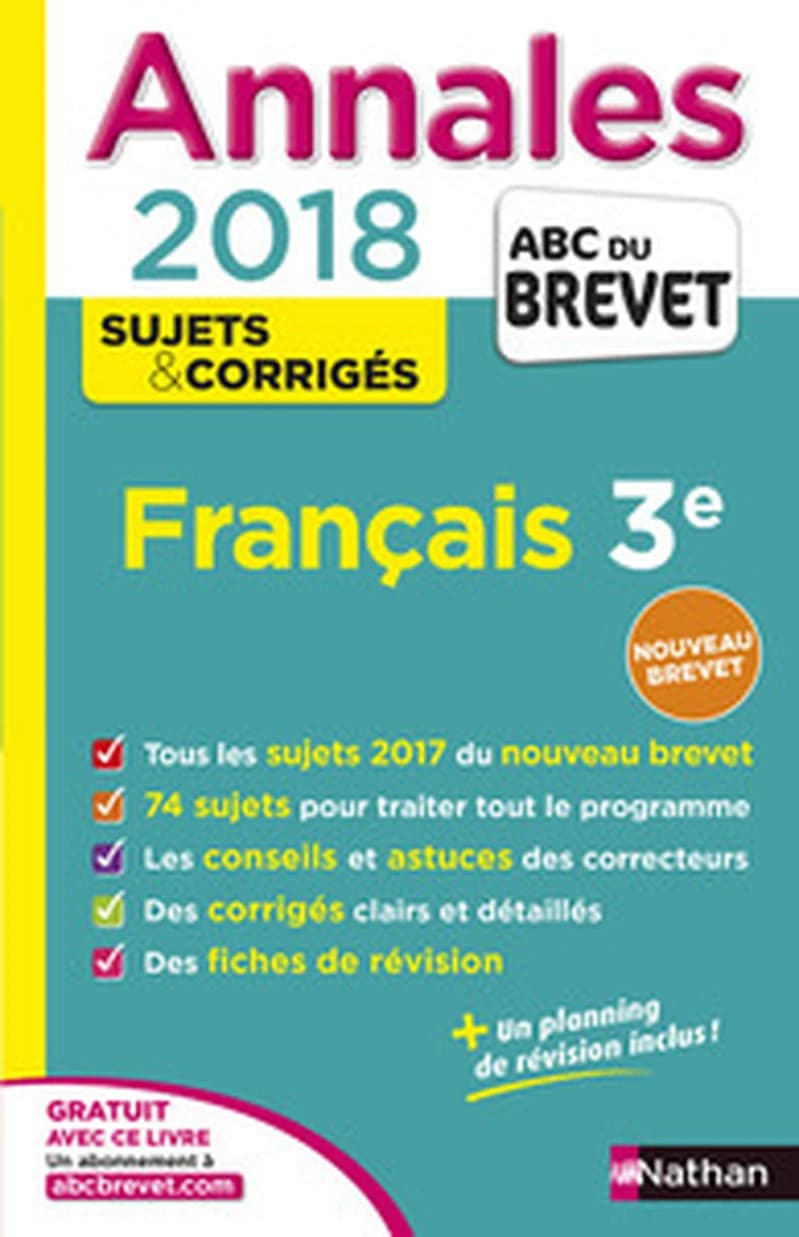 ANNALES BREVET - FRANCAIS 3E - CORRIGES - 2018