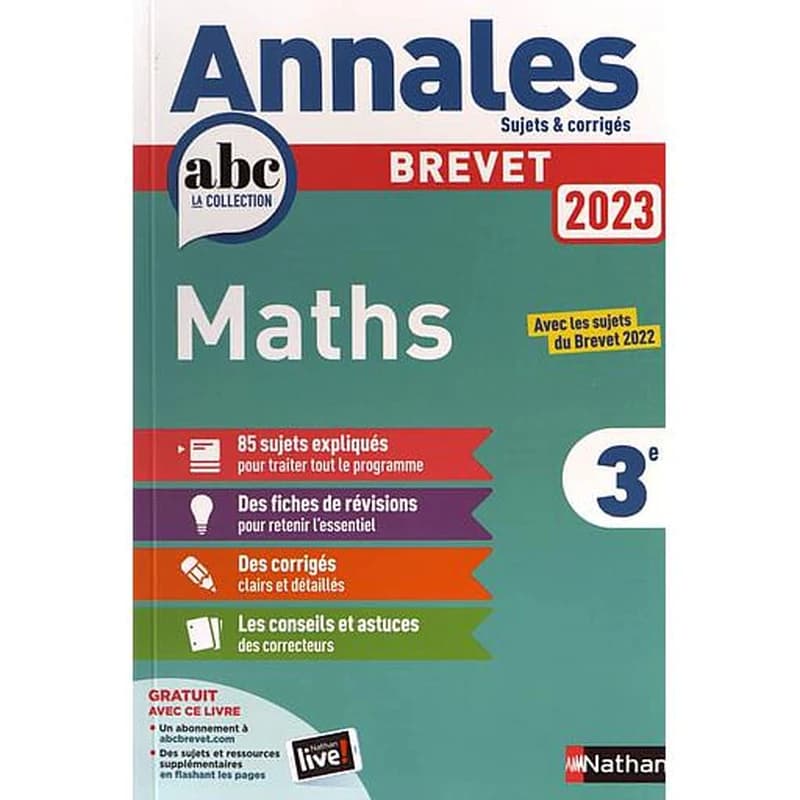 Annales ABC du brevet ; sujets & corrigés : mathématiques : 3e (édition 2023)