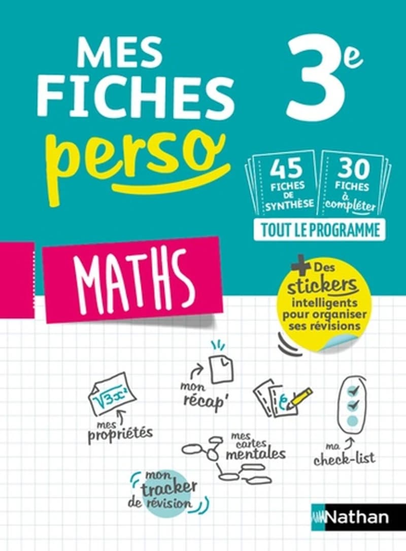 Mes fiches perso : mathématiques ; 3e (édition 2019)