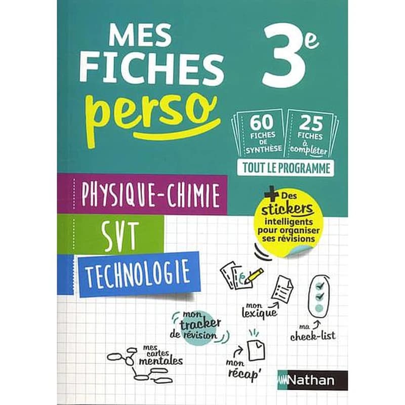 Mes fiches perso : physique-chimie, SVT, technologie ; 3e (édition 2019)
