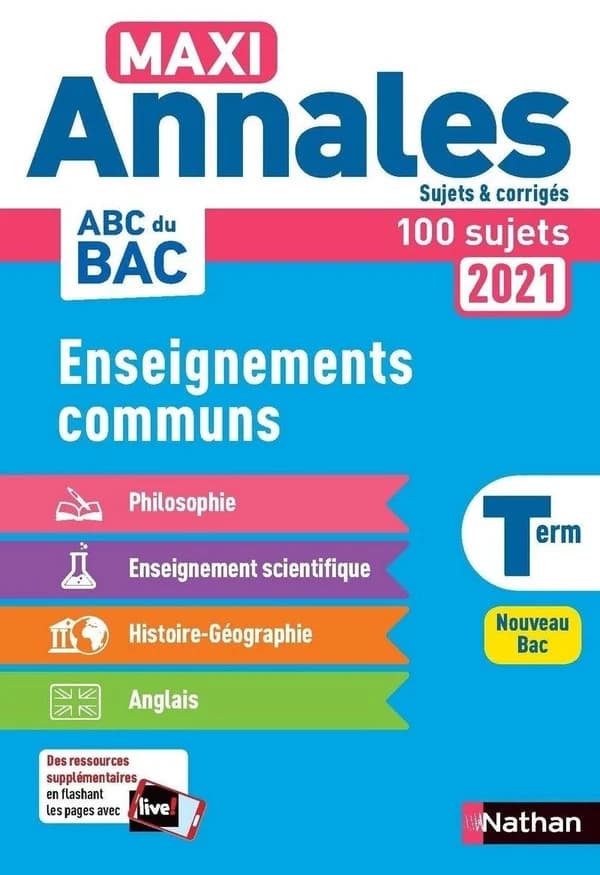 Enseignements communs terminale : maxi annales 2021, sujets et corrigés