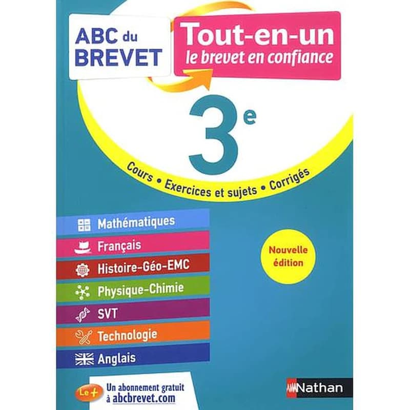 ABC du Brevet tout-en-un : mathématiques, français, histoire-géographie EMC, physique-chimie, SVT, technologie, anglais : 3e (édition 2021)