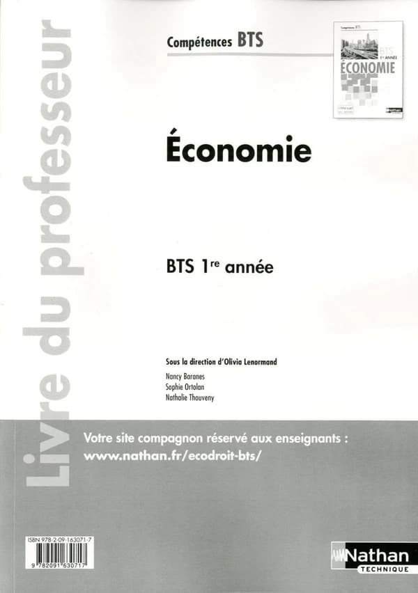 Economie BTS 1re année Compétences BTS Livre du professeur