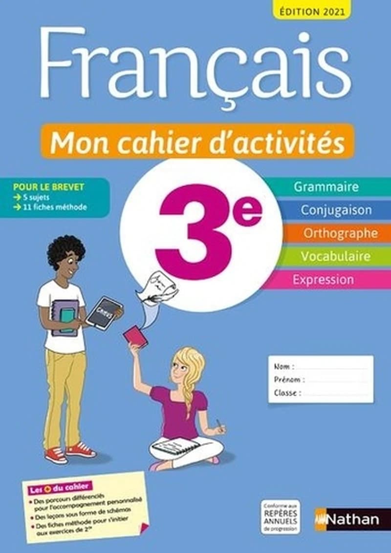 Français ; 3e ; mon cahier d'activités ; cahier de l'élève (édition 2021)