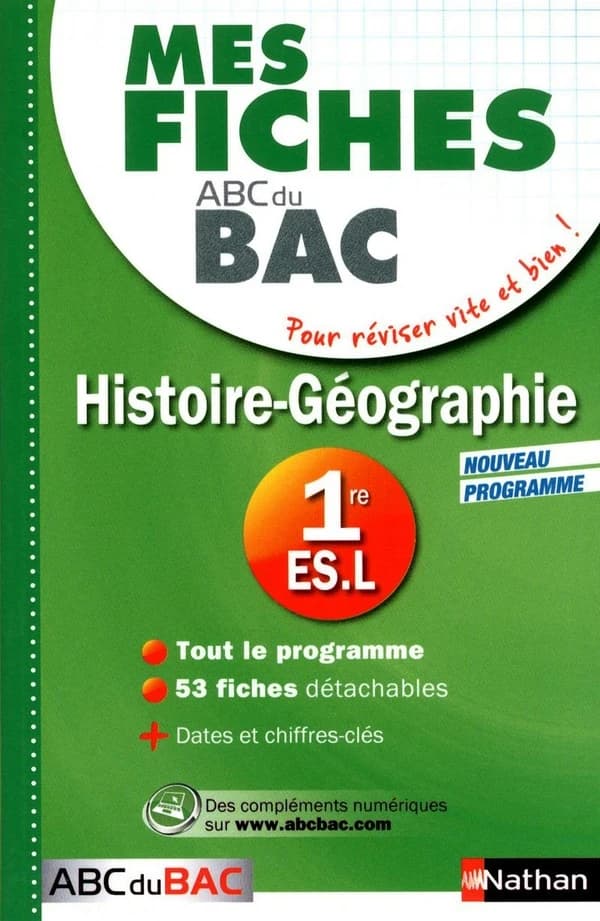 MES FICHES ABC DU BAC t.24 : histoire-géographie ; 1re ES-L
