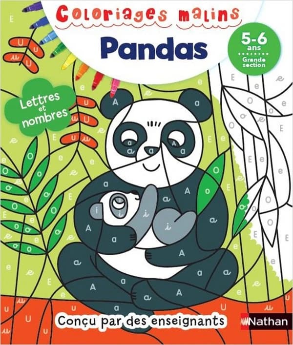 Coloriages malins : pandas : conçu par des enseignants, lettres et nombres : 5
