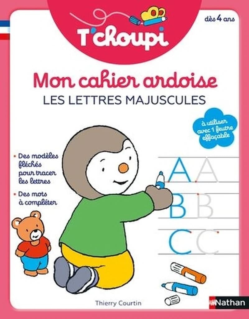 Mon livre-ardoise : T'choupi : mon cahier ardoise : les lettres majuscules