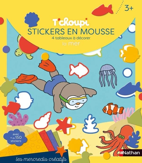 Stickers en mousse T'choupi : la mer : 4 tableaux à décorer avec + de 150 stickers : [Autocollant]