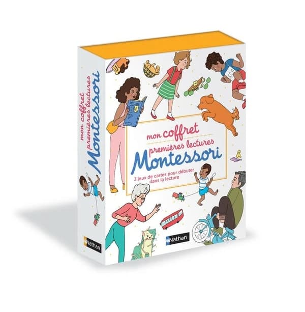 Mon coffret premières lectures Montessori : 150 cartes, 1 livret, pour associer des images, des phrases et des mots : 3 jeux de lecture