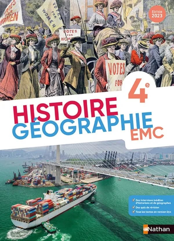 Histoire, géographie, EMC, 4e (Éd. 2023) histoire sous la direction de Nicolas Rocher,... Anne-Marie Hazard-Tourillon,... Sébastien Cote,... ; par Nicolas Delaire,... Lilian Dumas,... Stéphane Louessard-Ratajczak,... [et al.] ; géographie sous la directio