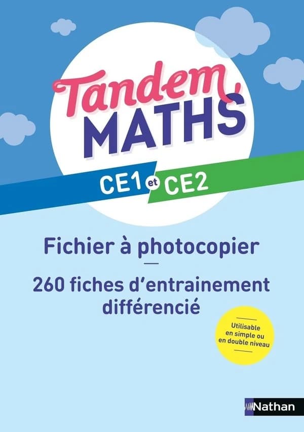 Tandem : Mathématiques ; CE1, CE2 ; fichier à photocopier ; 200 fiches de différenciation et d'entraînement (édition 2024)