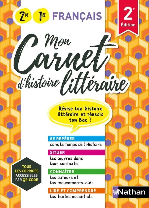 Mon carnet d'histoire littéraire ; 1re, 2de (2e édition)