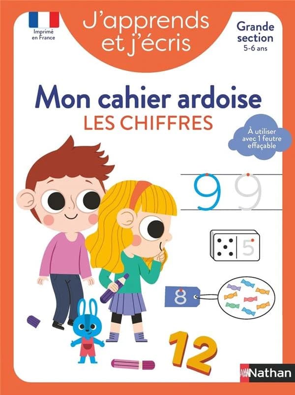 J'apprends et j'écris : Les chiffres ; GS ; mon cahier ardoise (édition 2024)