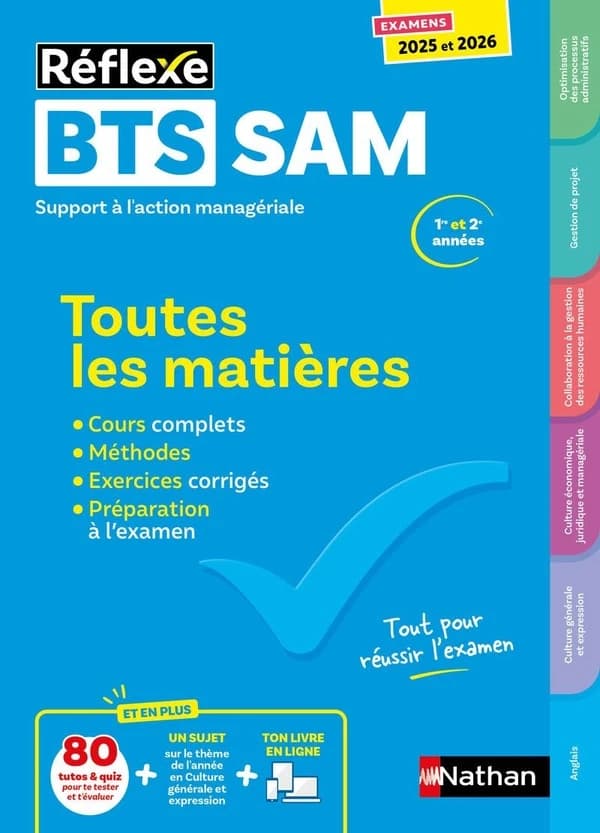 Réflexe : BTS SAM ; Toutes les matières ; 1re et 2e années (édition 2025