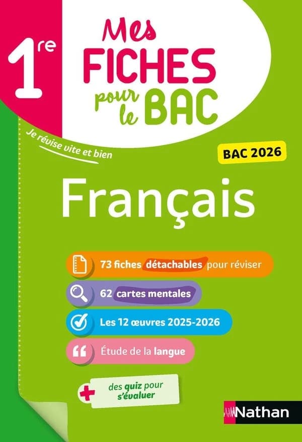 Mes fiches pour le bac : Français ; 1re (édition 2026)