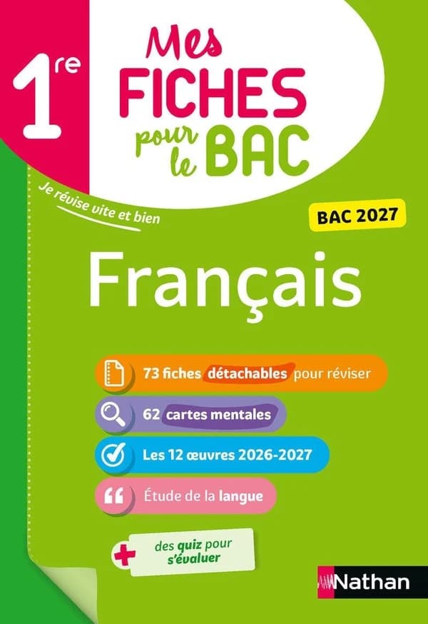 Mes fiches pour le bac : Français ; 1re (édition 2027)