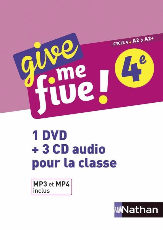 Give me five ! : anglais ; 4e ; 1 DVD + 3 CD audio pour la classe (édition 2017)