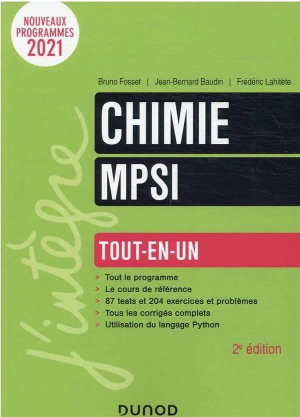 Chimie MPSI (2e éd.) Bruno Fosset, Jean-Bernard Baudin, Frédéric Lahitète