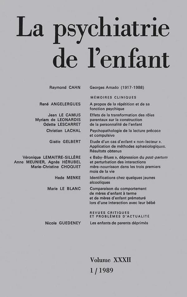 Revue la psychiatrie de l'enfant n.32