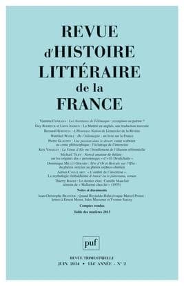 REVUE D'HISTOIRE LITTERAIRE DE LA FRANCE n.2014