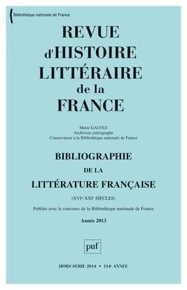 REVUE D'HISTOIRE LITTERAIRE DE LA FRANCE Hors-Série n.2014