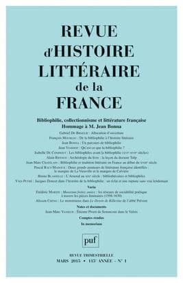 REVUE D'HISTOIRE LITTERAIRE DE LA FRANCE n.2015