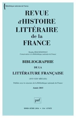 Bibliographie de la littérature française, XVIe-XXIe siècle : année 2015