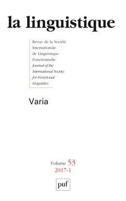 La linguistique 2017 vol.53 n 1