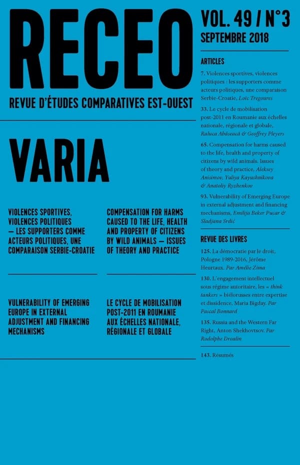 Revue RECEO (revue d'études comparatives Est-Oues) n.49