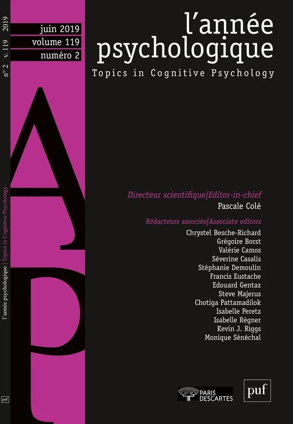 Revue l'année psychologique n.119 : topics in cognitive psychology