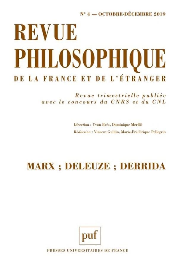 REVUE PHILOSOPHIQUE n.144 : Marx, Deleuze, Derrida