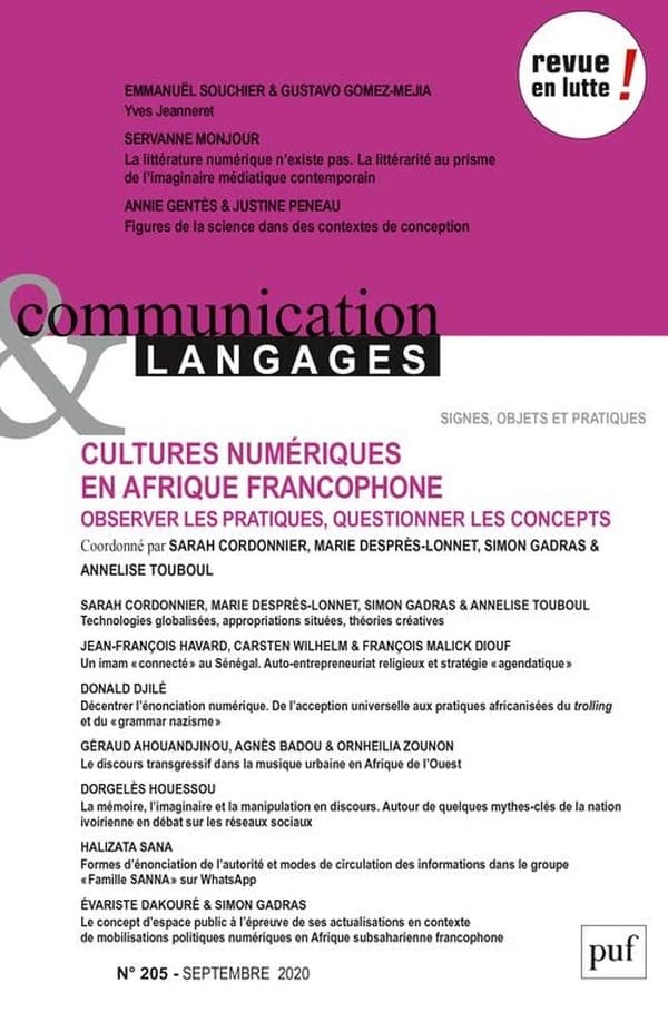 Communication et langages, 2020-3 (n° 205) : Cultures numériques en Afrique francophone