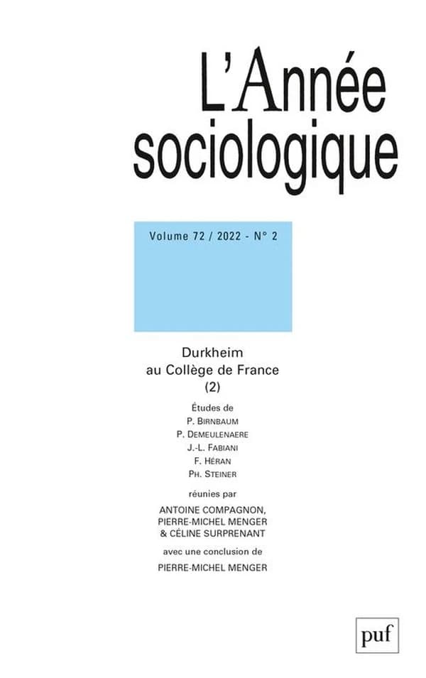 Revue L'Année sociologique n.72 : Durkheim au Collège de France (édition 2022)