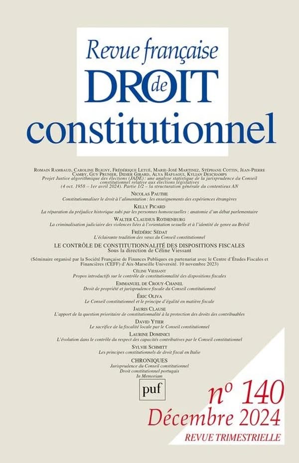 RFDC 2024, N.140 : LE CONTRÔLE DE CONSTITUTIONNALITÉ DES DISPOSITIONS FISCALES