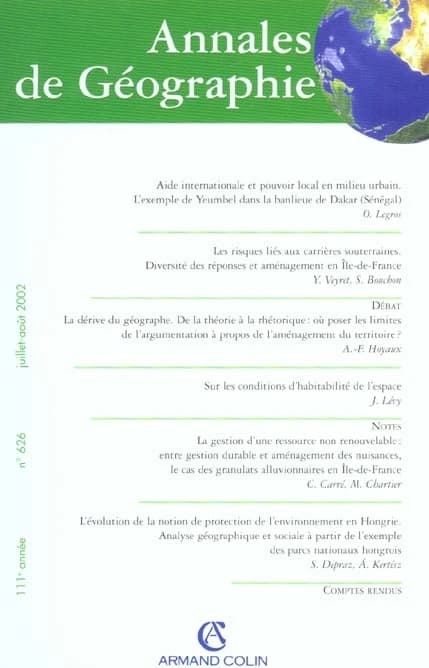 Revue Annales de géographie n.626 : aide internationale et pouvoir local en milieu urbain