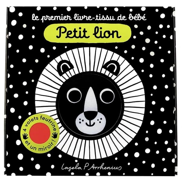 Petit lion : 4 volets feutrines et un miroir
