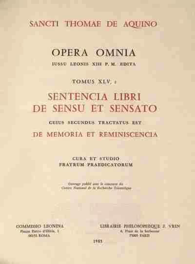 Sentencia libri de sensu (de memoria) t2