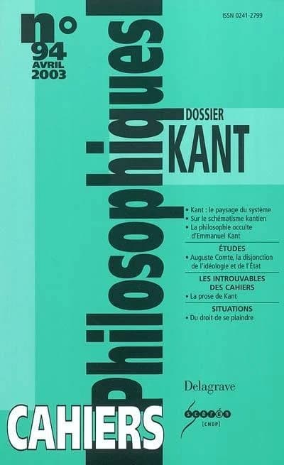 CAHIERS PHILOSOPHIQUES n.94 : Kant