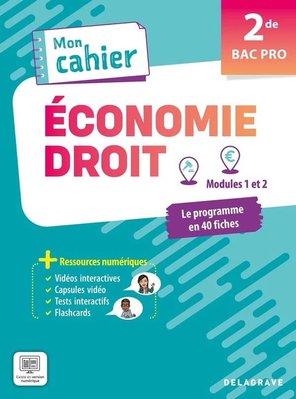 Mon cahier d'économie-droit 2de Bac Pro : Pochette élève