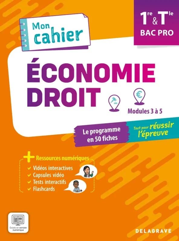 Economie, droit 1re & terminale bac pro : le programme en 50 fiches : tout pour réussir l'épreuve