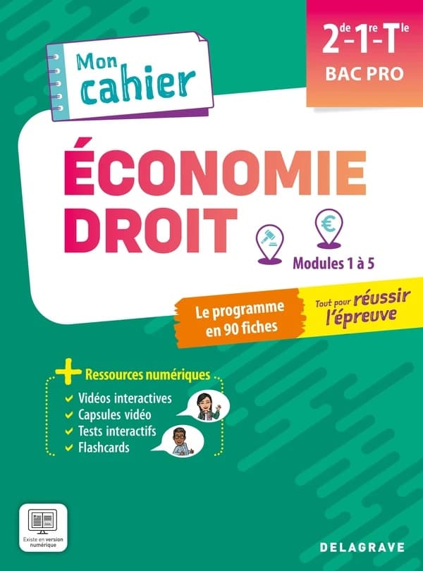 Mon cahier d'Économie-Droit 2de, 1re, Tle Bac Pro (2025)
