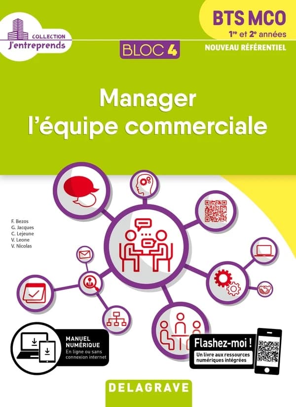 Bloc 4 ; management de l'équipe commerciale ; BTS MCO ; 1re et 2e années ; pochette élève
