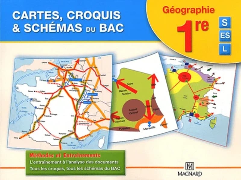 Cartes, croquis & schémas du bac : méthode et entaînement : géographie 1re S, ES, L