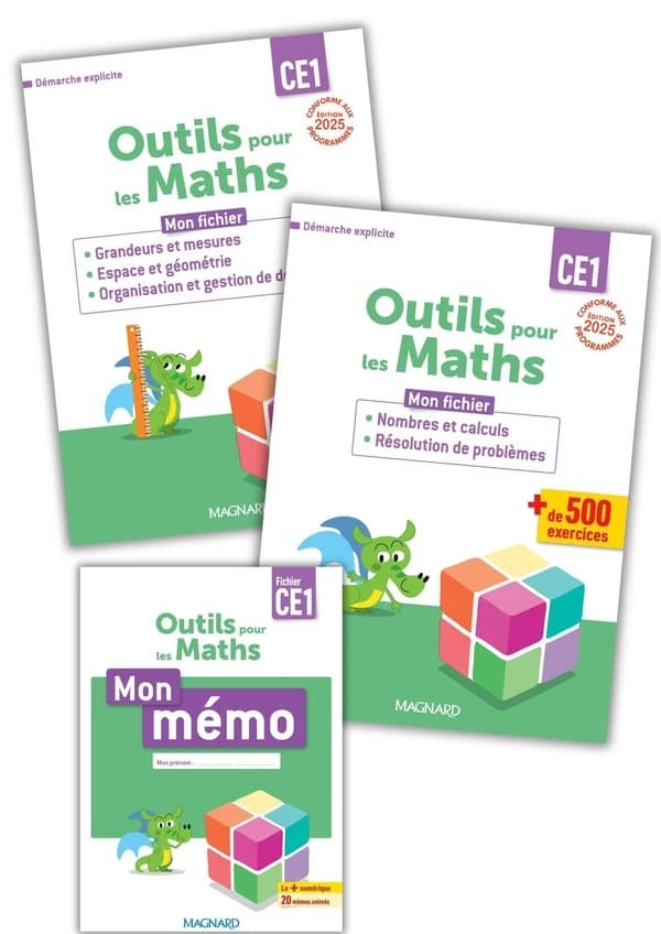 Outils pour les maths : CE1 ; 2 fichiers (Nombre et calculs & Géométrie) + Mon mémo (édition 2024)