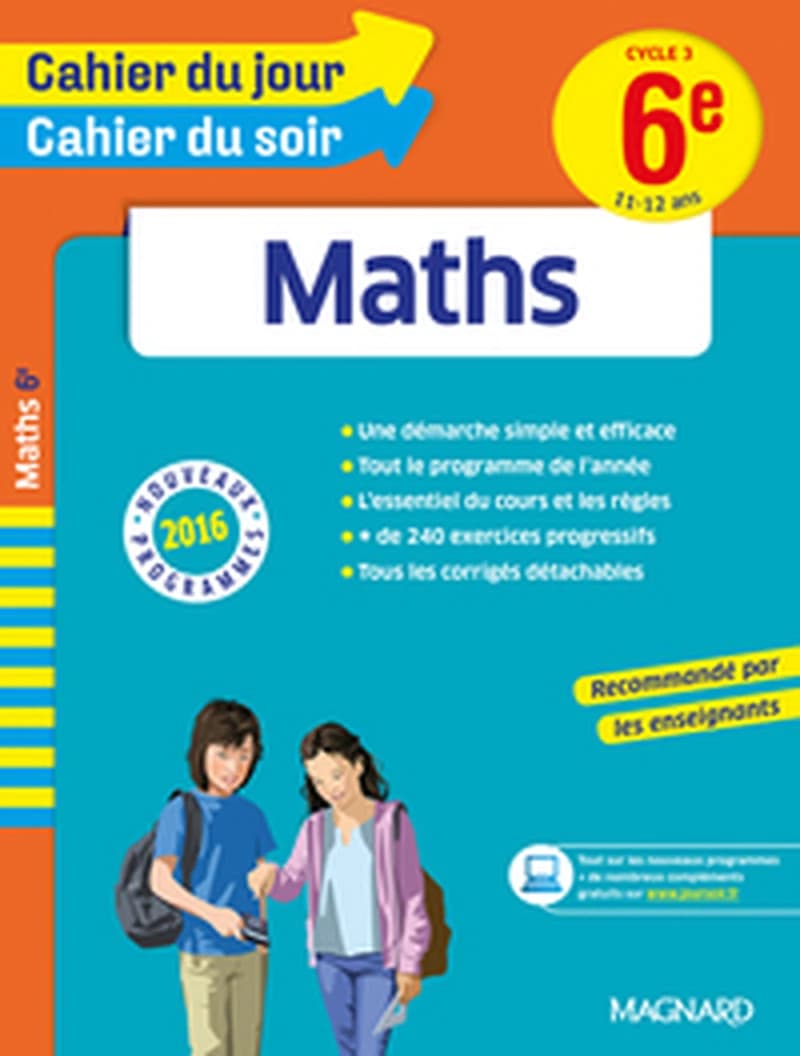 2016 CAHIER DU JOUR CAHIER DU SOIR MATHS 6E 11 12 ANS