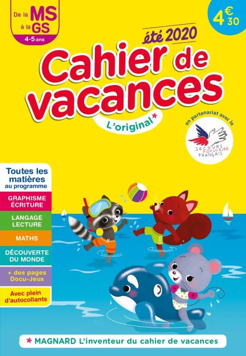 CAHIER DE VACANCES ETE 2020 DE LA MS A LA GS 4-5 ANS