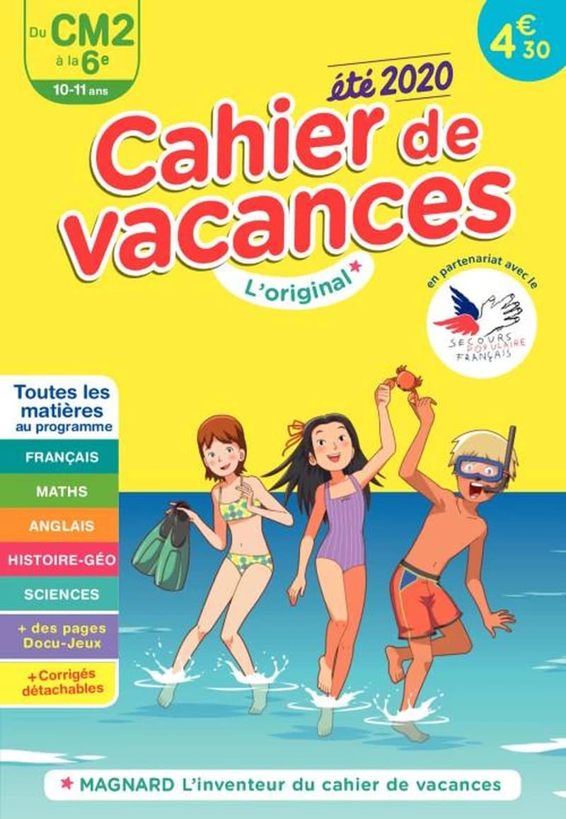 CAHIER DE VACANCES ETE 2020 DU CM2 A LA 6E 10-11 ANS